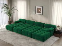 Éther Green 4-Seater Pit Sectionals | 8-Piece (includes 4 ottomans), Velvet Fabric, Fixed Upholstery
