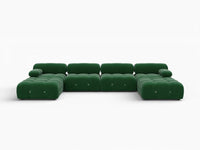 Éther Green 4-Seater U-Shaped Sectionals | 6-Piece (includes 2 ottomans), Velvet Fabric, Fixed Upholstery