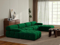 Éther Green 4-Seater U-Shaped Sectionals | 6-Piece (includes 2 ottomans), Velvet Fabric, Fixed Upholstery
