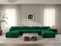 Éther Green 4-Seater U-Shaped Sectionals | 6-Piece (includes 2 ottomans), Velvet Fabric, Fixed Upholstery