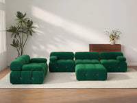 Éther Green 5-Seater Sofa Sets | 6-Piece (includes 1 ottoman), Velvet Fabric, Fixed Upholstery