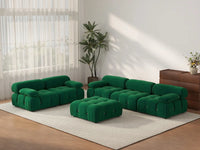Éther Green 5-Seater Sofa Sets | 6-Piece (includes 1 ottoman), Velvet Fabric, Fixed Upholstery
