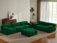 Éther Green 5-Seater Sofa Sets | 6-Piece (includes 1 ottoman), Velvet Fabric, Fixed Upholstery
