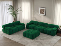 Éther Green 5-Seater Sofa Sets | 6-Piece (includes 1 ottoman), Velvet Fabric, Fixed Upholstery