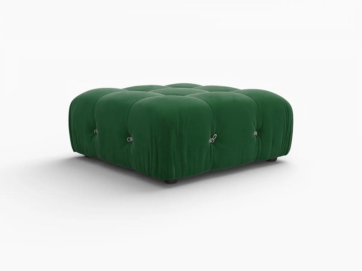 Éther Green Ottomans | 1-Piece (includes 1 ottoman), Velvet Fabric, Fixed Upholstery