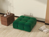 Éther Green Ottomans | 1-Piece (includes 1 ottoman), Velvet Fabric, Fixed Upholstery
