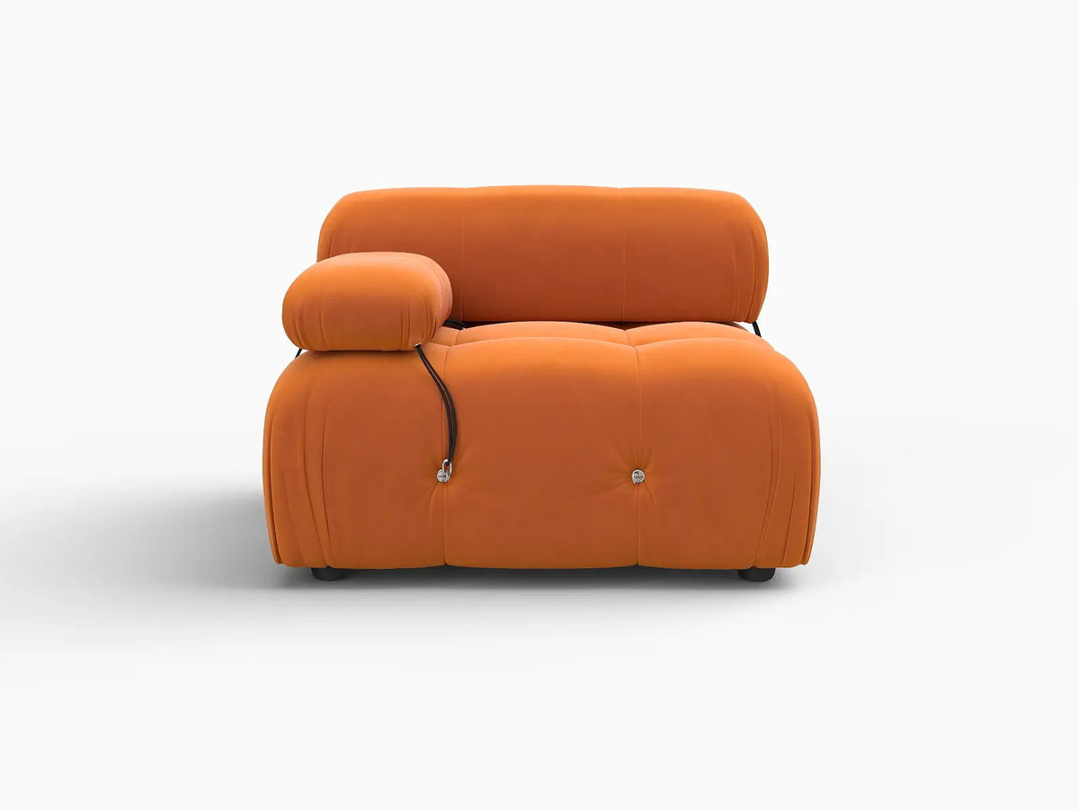 Éther Orange 1-Seater Single Sofa | 1-Piece, Velvet Fabric, Fixed Upholstery