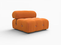 Éther Orange 1-Seater Single Sofa | 1-Piece, Velvet Fabric, Fixed Upholstery