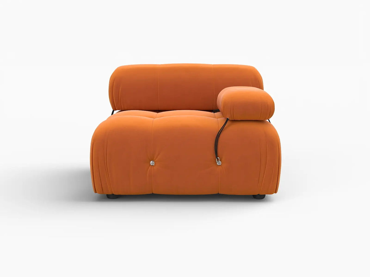 Éther Orange 1-Seater Single Sofa | 1-Piece, Velvet Fabric, Fixed Upholstery