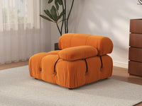 Éther Orange 1-Seater Single Sofa | 1-Piece, Velvet Fabric, Fixed Upholstery