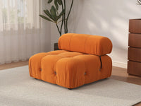 Éther Orange 1-Seater Single Sofa | 1-Piece, Velvet Fabric, Fixed Upholstery