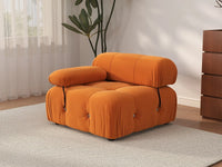 Éther Orange 1-Seater Single Sofa | 1-Piece, Velvet Fabric, Fixed Upholstery