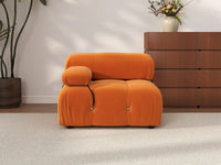 Éther Orange 1-Seater Single Sofa | 1-Piece, Velvet Fabric, Fixed Upholstery