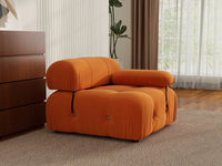 Éther Orange 1-Seater Single Sofa | 1-Piece, Velvet Fabric, Fixed Upholstery
