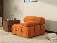 Éther Orange 1-Seater Single Sofa | 1-Piece, Velvet Fabric, Fixed Upholstery