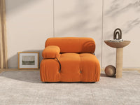 Éther Orange 1-Seater Single Sofa | 1-Piece, Velvet Fabric, Fixed Upholstery