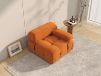 Éther Orange 1-Seater Single Sofa | 1-Piece, Velvet Fabric, Fixed Upholstery