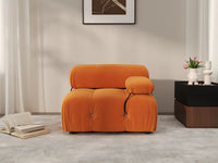 Éther Orange 1-Seater Single Sofa | 1-Piece, Velvet Fabric, Fixed Upholstery