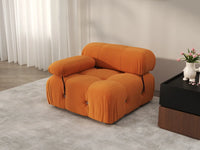 Éther Orange 1-Seater Single Sofa | 1-Piece, Velvet Fabric, Fixed Upholstery