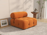 Éther Orange 1-Seater Single Sofa | 1-Piece, Velvet Fabric, Fixed Upholstery