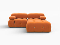 Éther Orange 2-Seater Chaise Sectionals | 3-Piece (includes 1 ottoman), Velvet Fabric, Fixed Upholstery