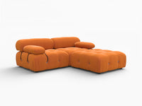 Éther Orange 2-Seater Chaise Sectionals | 3-Piece (includes 1 ottoman), Velvet Fabric, Fixed Upholstery