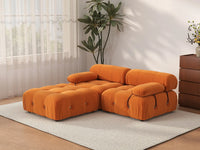 Éther Orange 2-Seater Chaise Sectionals | 3-Piece (includes 1 ottoman), Velvet Fabric, Fixed Upholstery