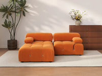 Éther Orange 2-Seater Chaise Sectionals | 3-Piece (includes 1 ottoman), Velvet Fabric, Fixed Upholstery