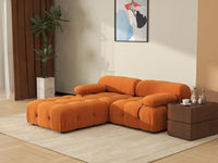Éther Orange 2-Seater Chaise Sectionals | 3-Piece (includes 1 ottoman), Velvet Fabric, Fixed Upholstery