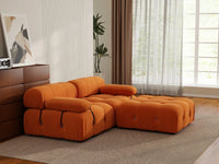 Éther Orange 2-Seater Chaise Sectionals | 3-Piece (includes 1 ottoman), Velvet Fabric, Fixed Upholstery