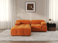 Éther Orange 2-Seater Chaise Sectionals | 3-Piece (includes 1 ottoman), Velvet Fabric, Fixed Upholstery