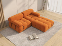 Éther Orange 2-Seater Chaise Sectionals | 3-Piece (includes 1 ottoman), Velvet Fabric, Fixed Upholstery