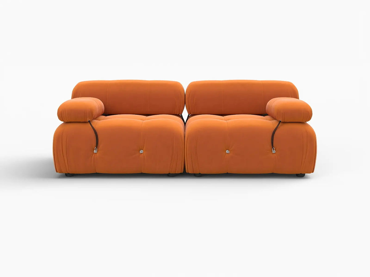 Éther Orange 2-Seater Loveseats | 2-Piece, Velvet Fabric, Fixed Upholstery
