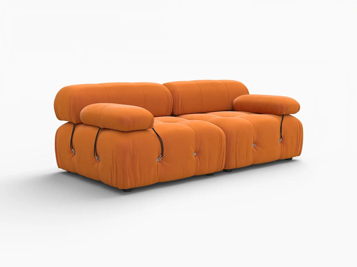 Éther Orange 2-Seater Loveseats | 2-Piece, Velvet Fabric, Fixed Upholstery