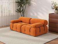 Éther Orange 2-Seater Loveseats | 2-Piece, Velvet Fabric, Fixed Upholstery