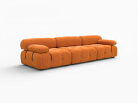 Éther Orange 3-Seater Couch Sectionals | 3-Piece, Velvet Fabric, Fixed Upholstery