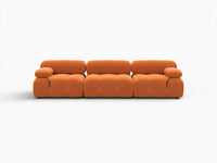 Éther Orange 3-Seater Couch Sectionals | 3-Piece, Velvet Fabric, Fixed Upholstery