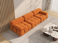 Éther Orange 3-Seater Couch Sectionals | 3-Piece, Velvet Fabric, Fixed Upholstery