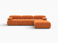 Éther Orange 3-Seater L-Shaped Sectionals | 4-Piece (includes 1 ottoman), Velvet Fabric, Fixed Upholstery