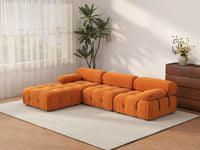 Éther Orange 3-Seater L-Shaped Sectionals | 4-Piece (includes 1 ottoman), Velvet Fabric, Fixed Upholstery