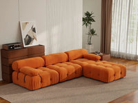 Éther Orange 3-Seater L-Shaped Sectionals | 4-Piece (includes 1 ottoman), Velvet Fabric, Fixed Upholstery