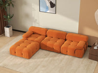 Éther Orange 3-Seater L-Shaped Sectionals | 4-Piece (includes 1 ottoman), Velvet Fabric, Fixed Upholstery