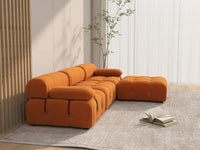 Éther Orange 3-Seater L-Shaped Sectionals | 4-Piece (includes 1 ottoman), Velvet Fabric, Fixed Upholstery