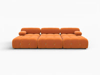 Éther Orange 3-Seater Pit Sectionals | 6-Piece (includes 3 ottomans), Velvet Fabric, Fixed Upholstery