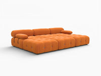 Éther Orange 3-Seater Pit Sectionals | 6-Piece (includes 3 ottomans), Velvet Fabric, Fixed Upholstery
