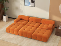 Éther Orange 3-Seater Pit Sectionals | 6-Piece (includes 3 ottomans), Velvet Fabric, Fixed Upholstery