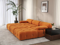Éther Orange 3-Seater Pit Sectionals | 6-Piece (includes 3 ottomans), Velvet Fabric, Fixed Upholstery