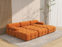 Éther Orange 3-Seater Pit Sectionals | 6-Piece (includes 3 ottomans), Velvet Fabric, Fixed Upholstery