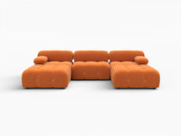 Éther Orange 3-Seater U-Shaped Sectionals | 5-Piece (includes 2 ottomans), Velvet Fabric, Fixed Upholstery