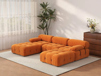 Éther Orange 3-Seater U-Shaped Sectionals | 5-Piece (includes 2 ottomans), Velvet Fabric, Fixed Upholstery
